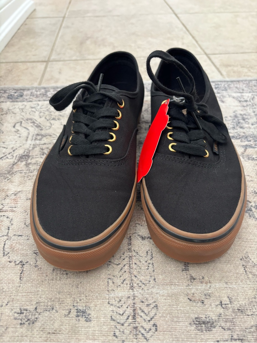 Vans Black Canvas Low-Top Sneakers with Brown Gum Sole